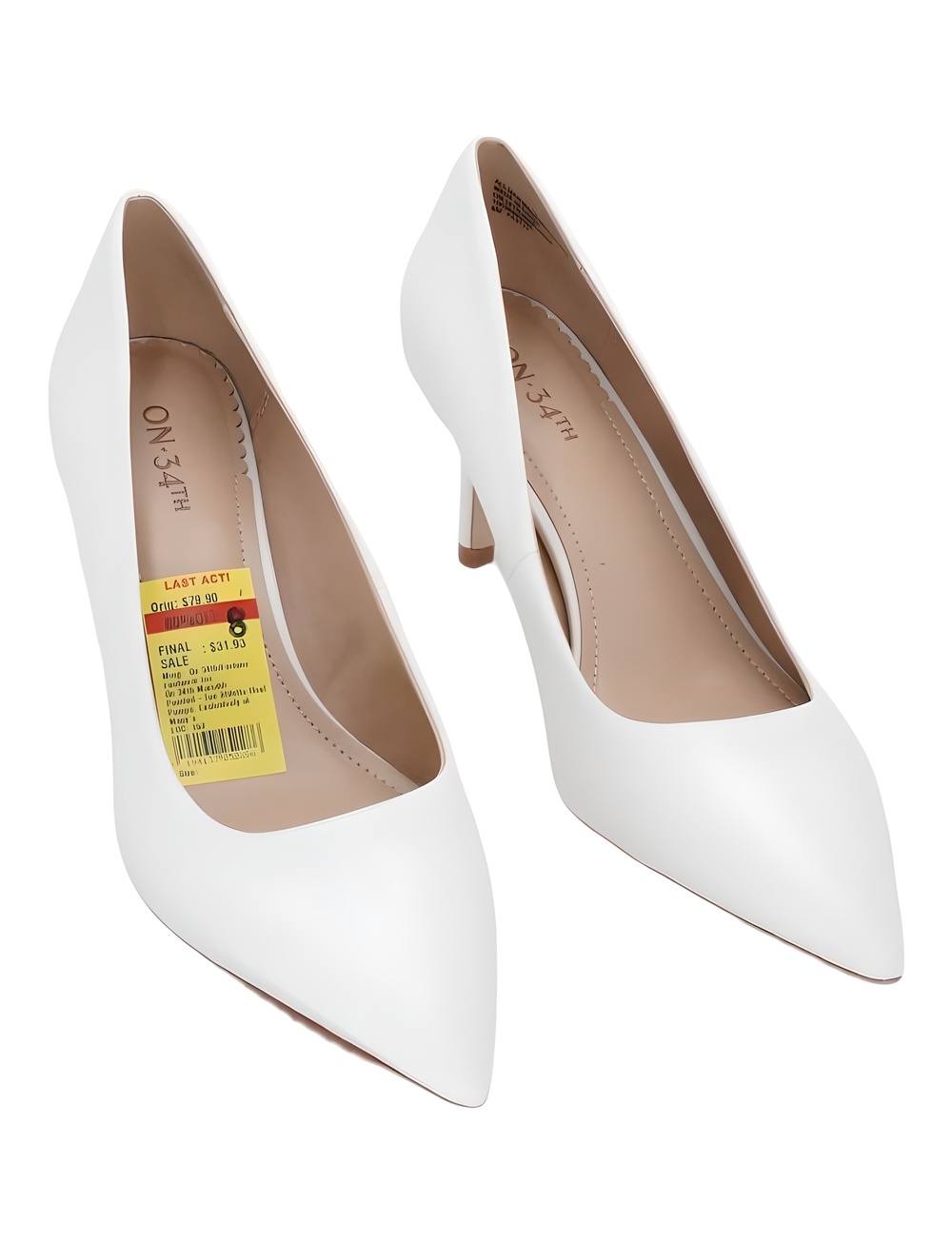 On 34th Womens Mariahh Pointed-Toe 3" Heel Pumps White Smooth Size 8M